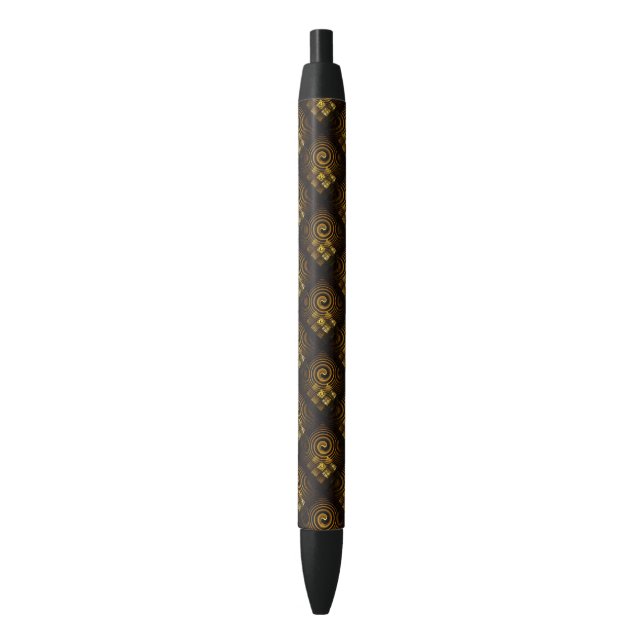 Gold Modern Boho Elegant Abstract Art Pattern #502 Black Ink Pen (Front Vertical)