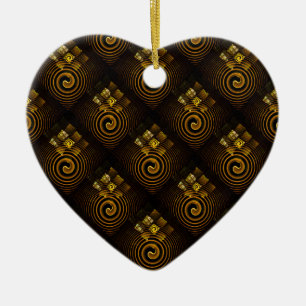 Gold Modern Boho Elegant Abstract Art Pattern #502 Ceramic Tree Decoration