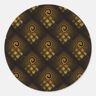 Gold Modern Boho Elegant Abstract Art Pattern #502 Classic Round Sticker