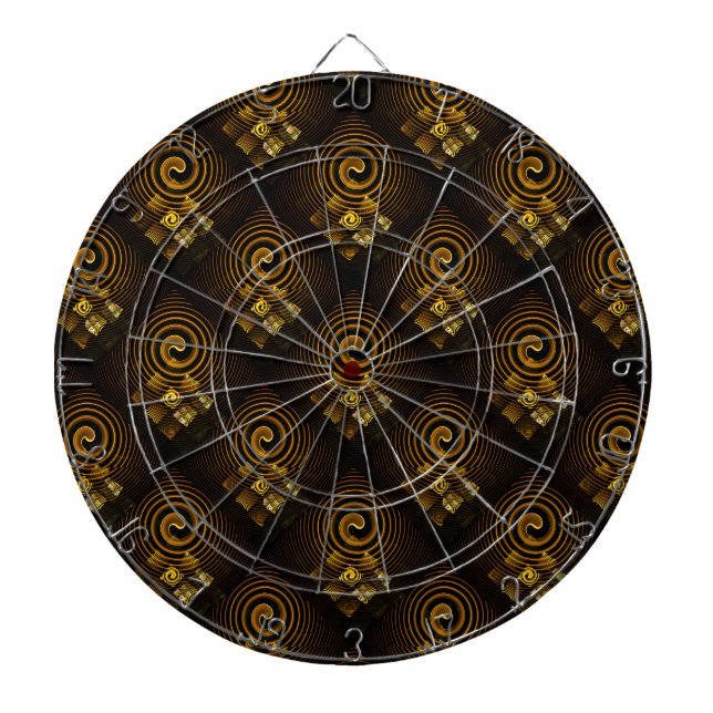 Gold Modern Boho Elegant Abstract Art Pattern #502 Dartboard (Front)