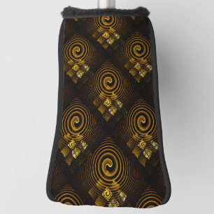 Gold Modern Boho Elegant Abstract Art Pattern #502 Golf Head Cover