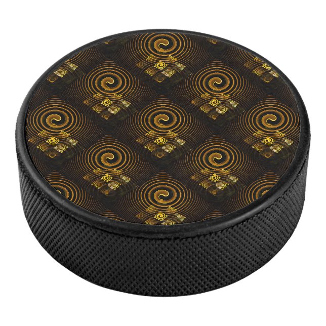 Gold Modern Boho Elegant Abstract Art Pattern #502 Hockey Puck (3/4)