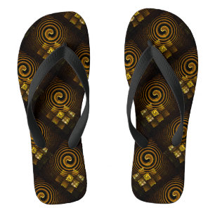 Gold Modern Boho Elegant Abstract Art Pattern #502 Jandals
