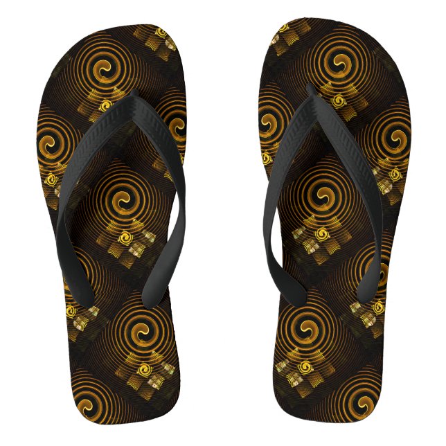Gold Modern Boho Elegant Abstract Art Pattern #502 Jandals (Footbed)