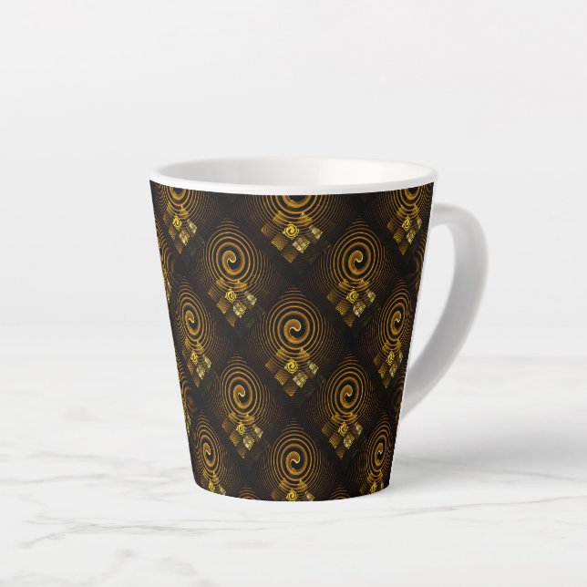 Gold Modern Boho Elegant Abstract Art Pattern #502 Latte Mug (Right Angle)