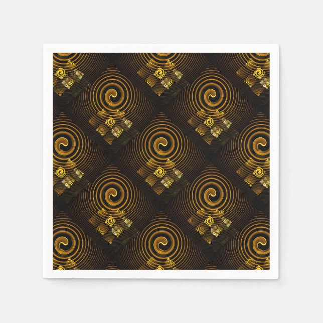 Gold Modern Boho Elegant Abstract Art Pattern #502 Napkin (Front)
