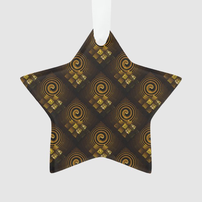 Gold Modern Boho Elegant Abstract Art Pattern #502 Ornament (Front)