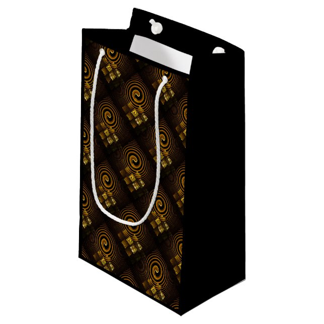 Gold Modern Boho Elegant Abstract Art Pattern #502 Small Gift Bag (Front Angled)