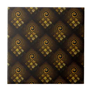 Gold Modern Boho Elegant Abstract Art Pattern #502 Tile