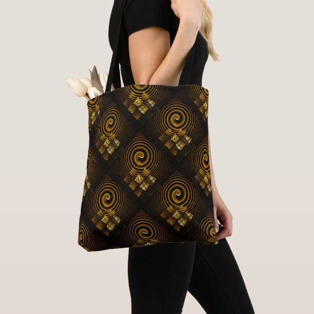 Gold Modern Boho Elegant Abstract Art Pattern #502 Tote Bag (Close Up)