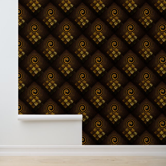 Gold Modern Boho Elegant Abstract Art Pattern #502 Wallpaper (Application)