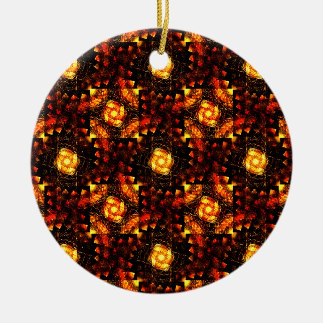 Gold Modern Boho Elegant Abstract Art Pattern #506 Ceramic Tree Decoration (Front)