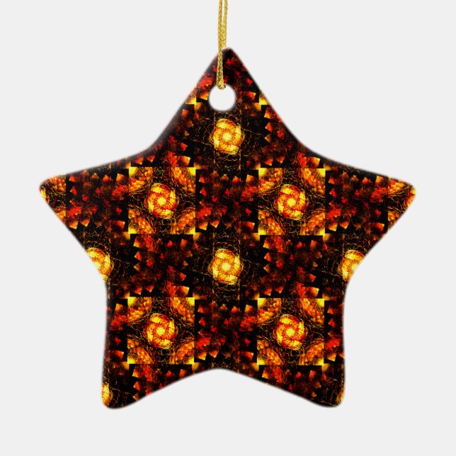 Gold Modern Boho Elegant Abstract Art Pattern #506 Ceramic Tree Decoration (Front)
