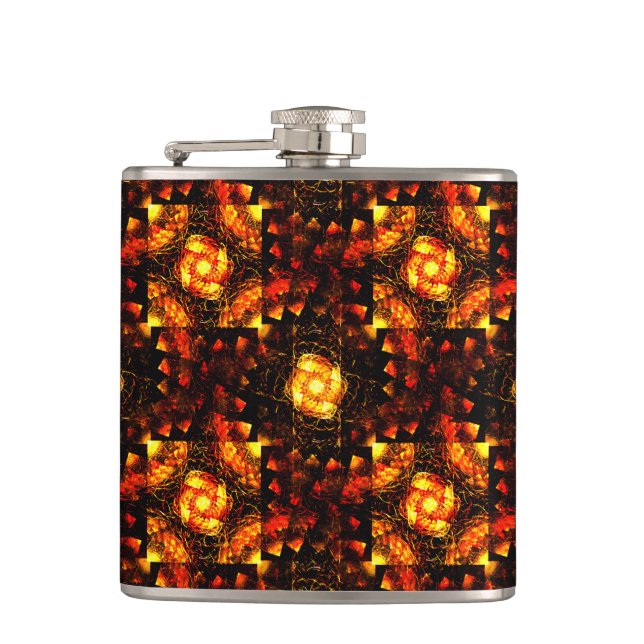 Gold Modern Boho Elegant Abstract Art Pattern #506 Hip Flask (Front)