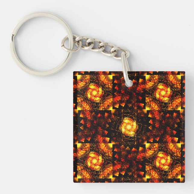 Gold Modern Boho Elegant Abstract Art Pattern #506 Key Ring (Front)