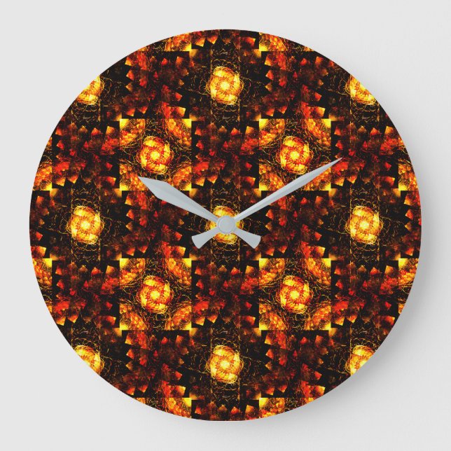 Gold Modern Boho Elegant Abstract Art Pattern #506 Large Clock (Front)