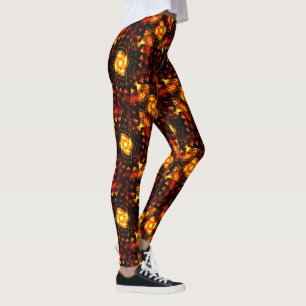 Gold Modern Boho Elegant Abstract Art Pattern #506 Leggings