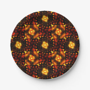Gold Modern Boho Elegant Abstract Art Pattern #506 Paper Plate