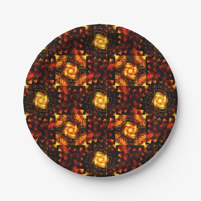 Gold Modern Boho Elegant Abstract Art Pattern #506 Paper Plate (Front)