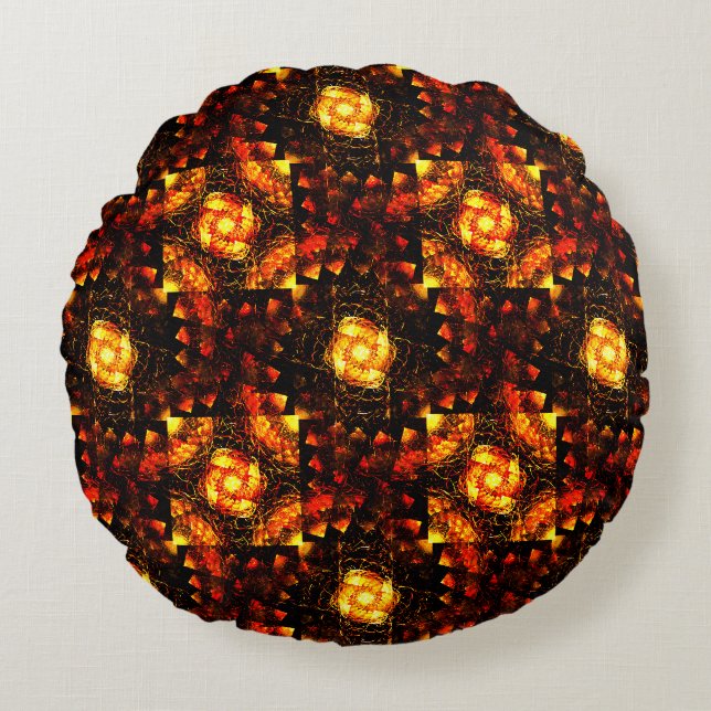 Gold Modern Boho Elegant Abstract Art Pattern #506 Round Cushion (Front)