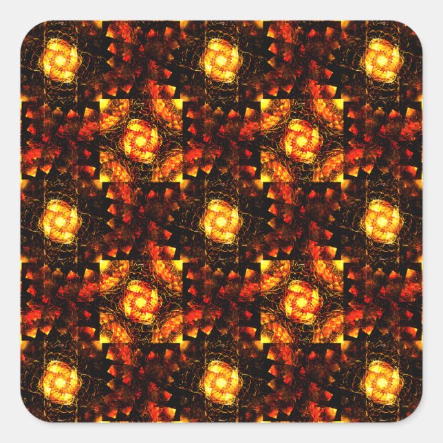 Gold Modern Boho Elegant Abstract Art Pattern #506 Square Sticker (Front)