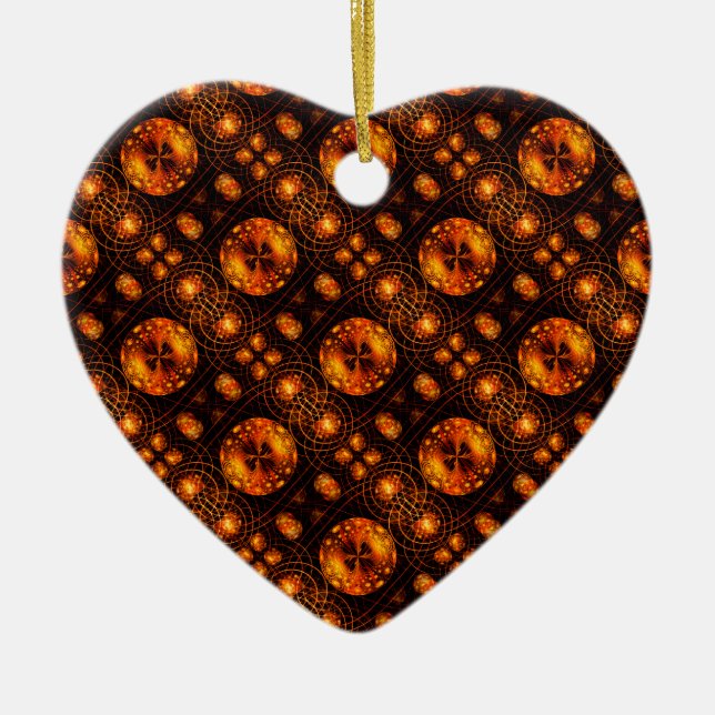 Gold Modern Boho Elegant Abstract Art Pattern #507 Ceramic Tree Decoration (Front)