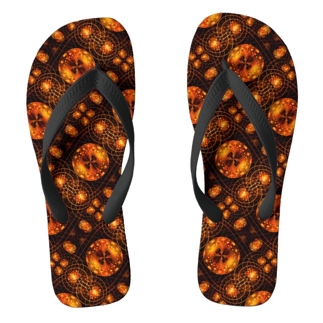 Gold Modern Boho Elegant Abstract Art Pattern #507 Jandals (Footbed)