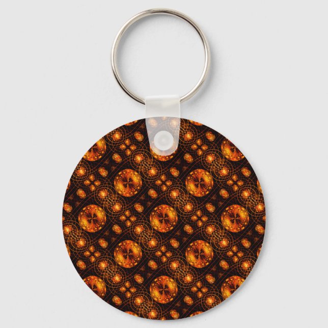 Gold Modern Boho Elegant Abstract Art Pattern #507 Key Ring (Front)