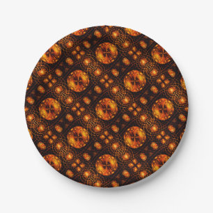 Gold Modern Boho Elegant Abstract Art Pattern #507 Paper Plate