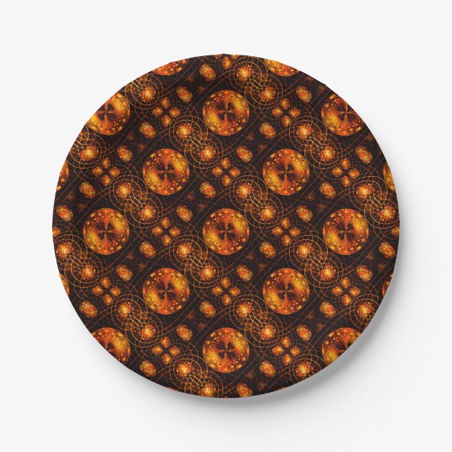 Gold Modern Boho Elegant Abstract Art Pattern #507 Paper Plate (Front)