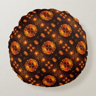 Gold Modern Boho Elegant Abstract Art Pattern #507 Round Cushion