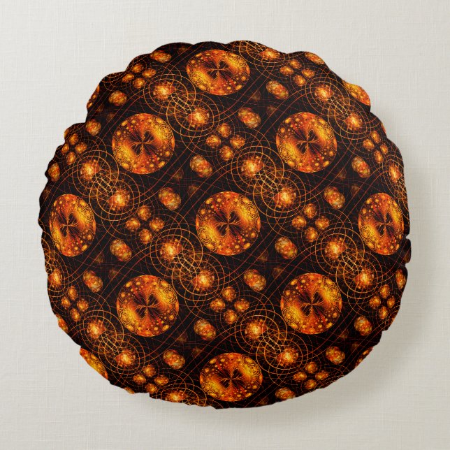 Gold Modern Boho Elegant Abstract Art Pattern #507 Round Cushion (Front)