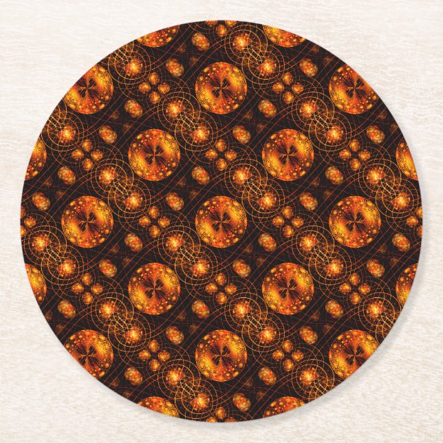 Gold Modern Boho Elegant Abstract Art Pattern #507 Round Paper Coaster (Front)