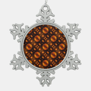 Gold Modern Boho Elegant Abstract Art Pattern #507 Snowflake Pewter Christmas Ornament