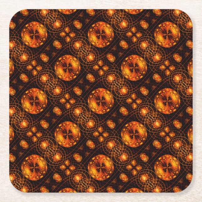 Gold Modern Boho Elegant Abstract Art Pattern #507 Square Paper Coaster (Front)