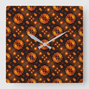 Gold Modern Boho Elegant Abstract Art Pattern #507 Square Wall Clock