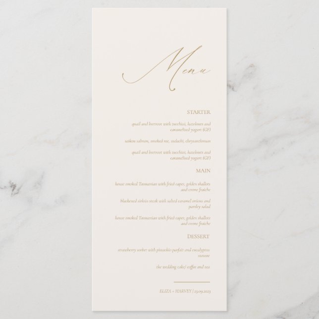 Gold Modern Boho Wedding Menu (Front)