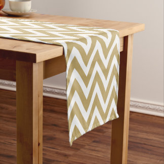 Gold Modern Chevron Stripes Short Table Runner