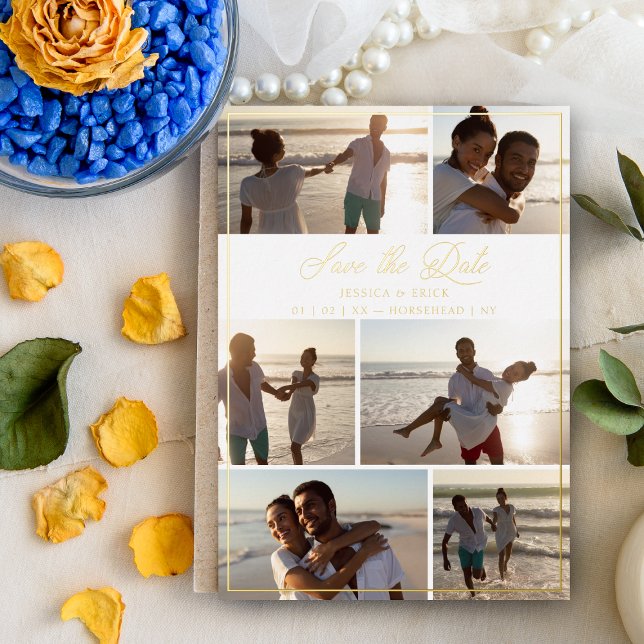 Gold Modern Chic Collage 6 Photos Couple Wedding (Creator Uploaded)