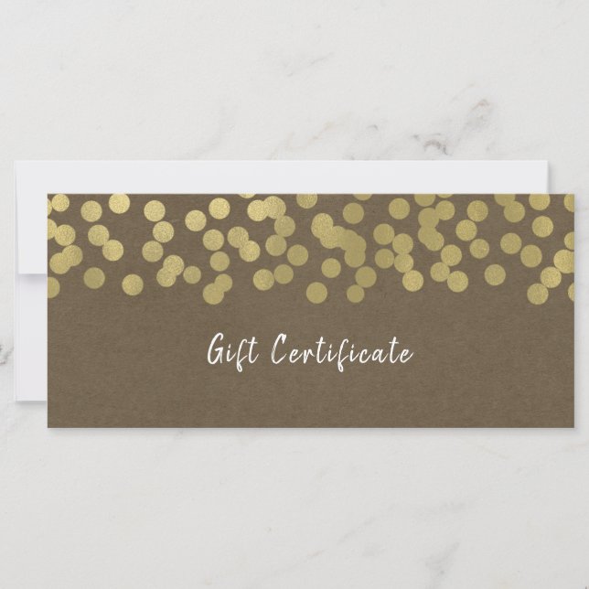 Gold Modern Chic Rustic Kraft Gift Certificate (Front)