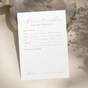 Gold Modern Chic Script Graduate Advice & Wishes Card