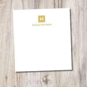 Gold Modern Chic Trendy Monogram Name Stationery Notepad