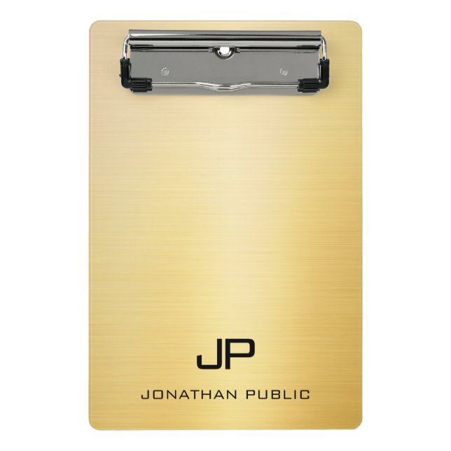 Gold Modern Elegant Monogram Minimalist Template Mini Clipboard (Front)