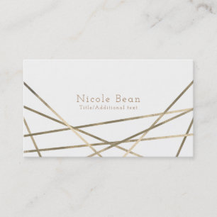 Gold Modern Geometric Lines Glam Custom Chic Business Card