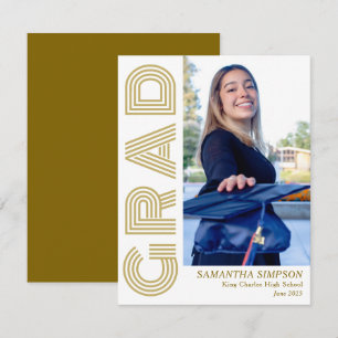 Gold Modern Graduation Announcement Flat Card