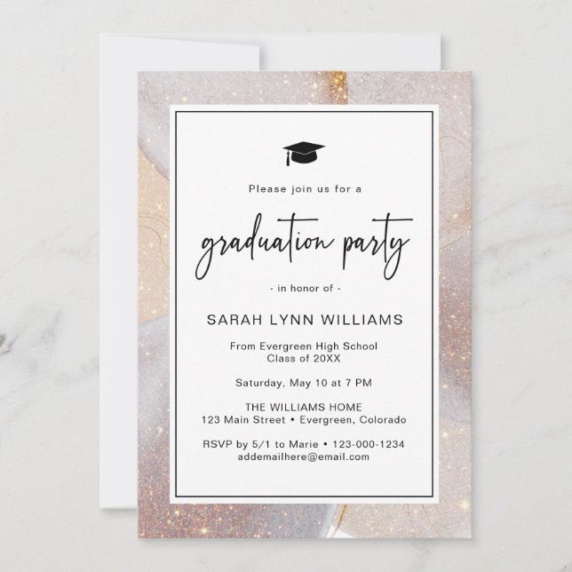 Gold Modern Graduation Party Invitation (Front)