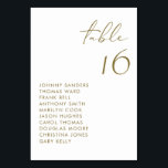 Gold Modern Handwritten Script Wedding Table Number<br><div class="desc">Modern table numbers card featuring black handwritten script and minimalist typography. Personalise by adding your details. This gold table card is perfect for weddings,  bridal showers,  baby showers,  and other events.</div>