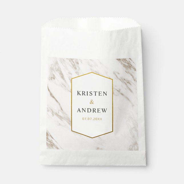 Gold Modern | Marble Wedding Favour Bag (Front)