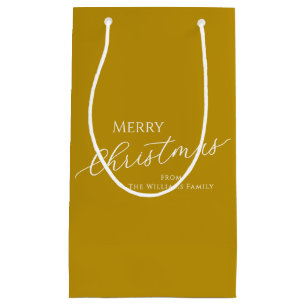 Gold Modern Minimalist Merry Christmas Small Gift Bag