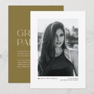 Gold Modern Minimalist Photo Graduation Announcement